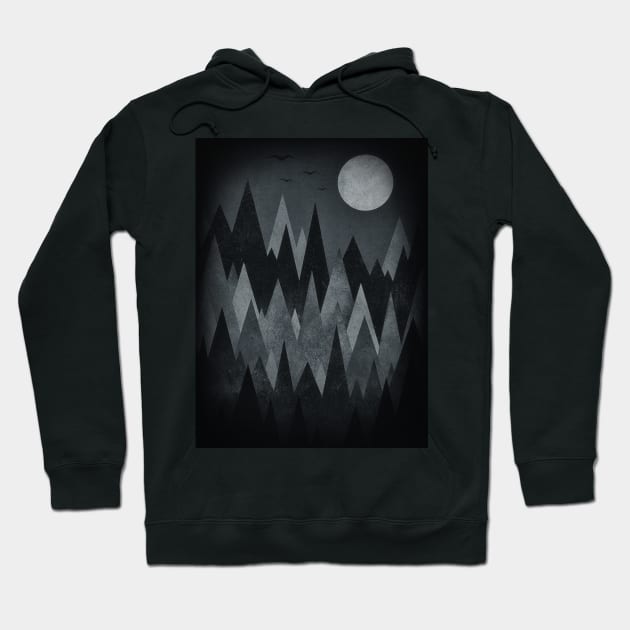 Dark Mystery Abstract Geometric Triangle Peak Wood's (black & white) Hoodie by badbugs